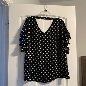 Black polkadot short sleeve blouse from SHEIN Curve 2XL